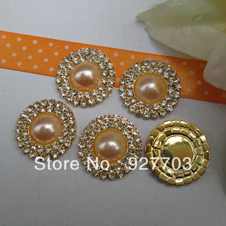 

(CM338 25mm)100pcs Flatback Peach Pearl Rhinestone Crystal Embellishment For Sewing Craft