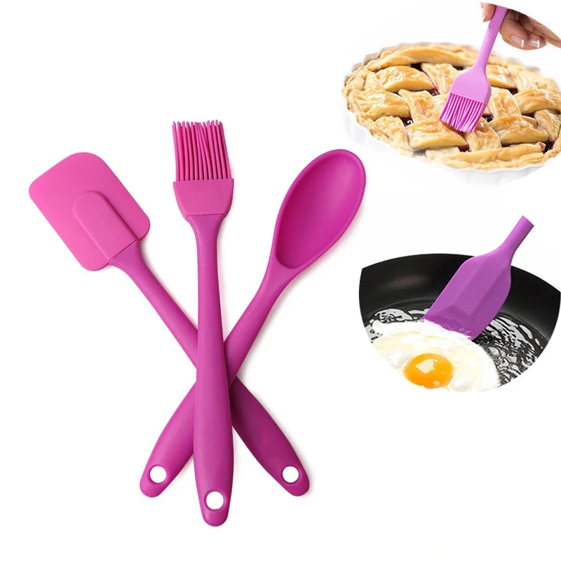 

3Pcs/set Kitchen Tools Set Silicone Spatula/Brush/Spoon Utensil Kitchen Pastry For Baking Cooking Tools Kitchen Accessories
