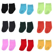 9 colors 1 Pair New Style Popular American Doll Soft Cotton Doll Sock Clothing Acessories For
