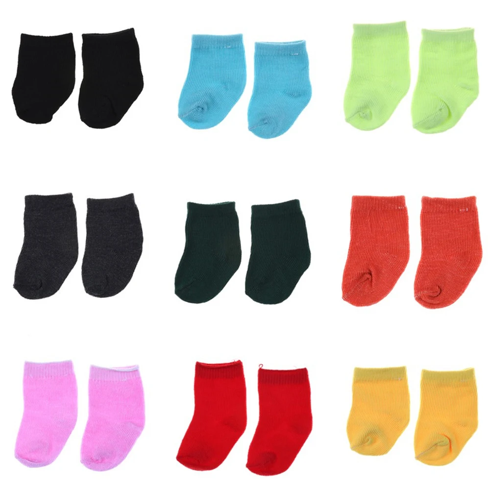 9 colors 1 Pair New Style Popular American Girl Soft Cotton Doll Sock Clothing Acessories For