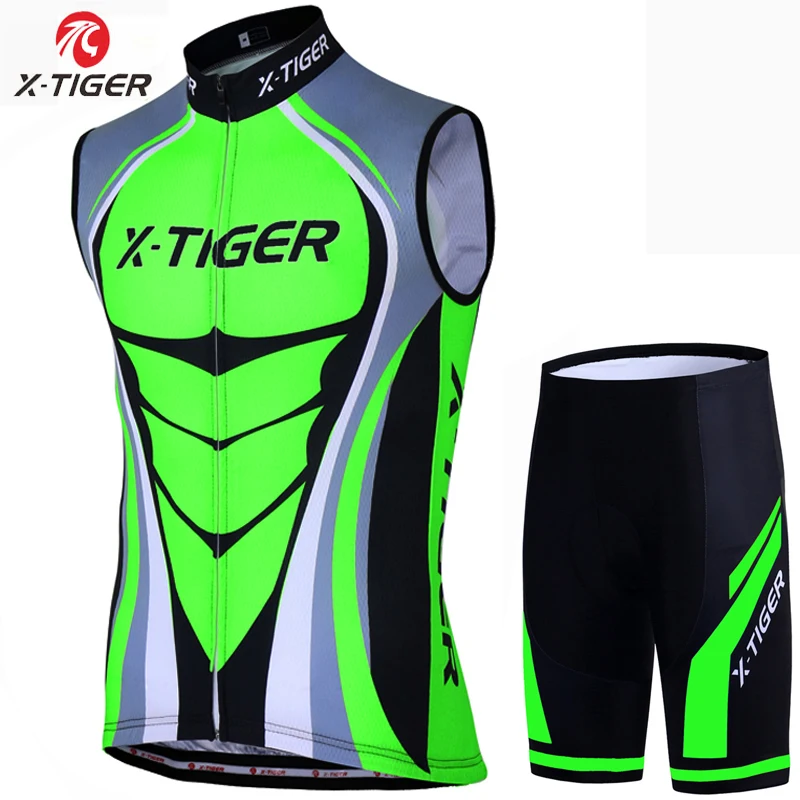 X-Tiger быстросохнущая летняя одежда без рукавов для велоспорта костюм MTB велосипед Велоспорт Джерси Набор дышащая одежда для велосипеда для мужчин - Цвет: Normal Cycling Set