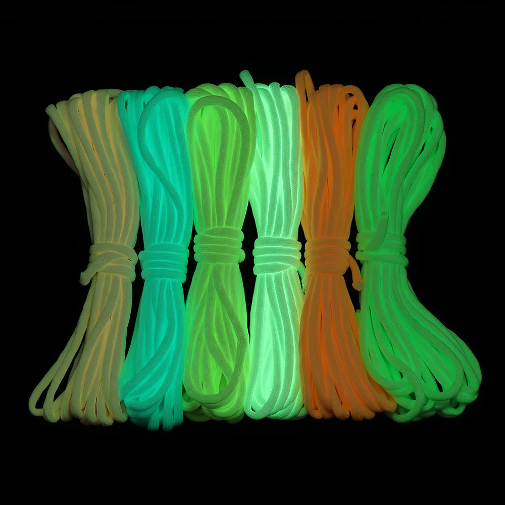 Высокое качество 3/5/10 метров выживающий паракордиальный световой веревка лагерь свечение Паракорд 550LB 7 прядей шнур веревочки на открытом воздухе веревки