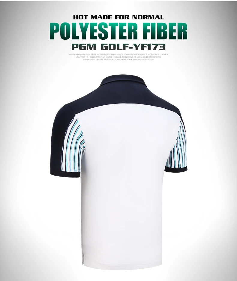 PGM 2019 new Men's Short Sleeve Golf T-Shirt Summer Turn-down Collar Breathable Elastic Golf Training sportswear tops