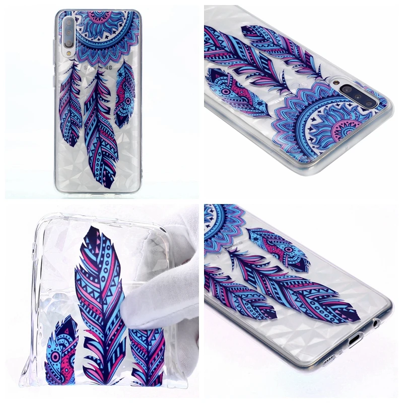 Для Samsung M30 A70 A50 A40 A30 A2 Core Bling Diamond мягкие ТПУ чехлы цветы мрамор камень перо кружево
