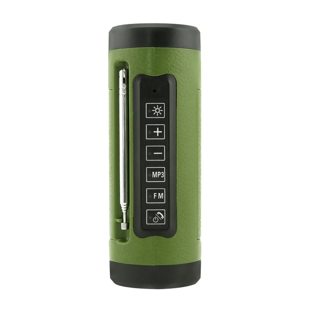 Army Green Speaker Водостойкий Многофункциональный беспроводной Bluetooth динамик с fm-радио светодиодный портативное зарядное устройство в виде фонарика функция для наружного кемпинга пеший Туризм Спорт - Цвет: Army Green Speaker