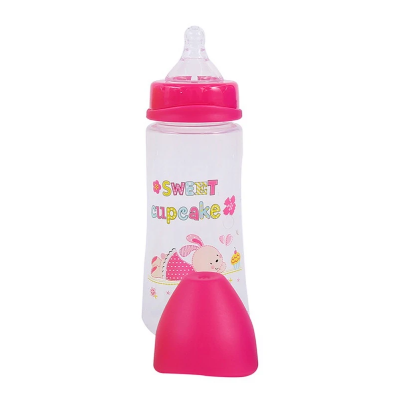 300 мл новая детская чашка мультяшная бутылка для молока с широким горлышком бутылка для сока детская бутылка для молока безопасная силиконовая детская бутылка добавка для риса - Цвет: pink