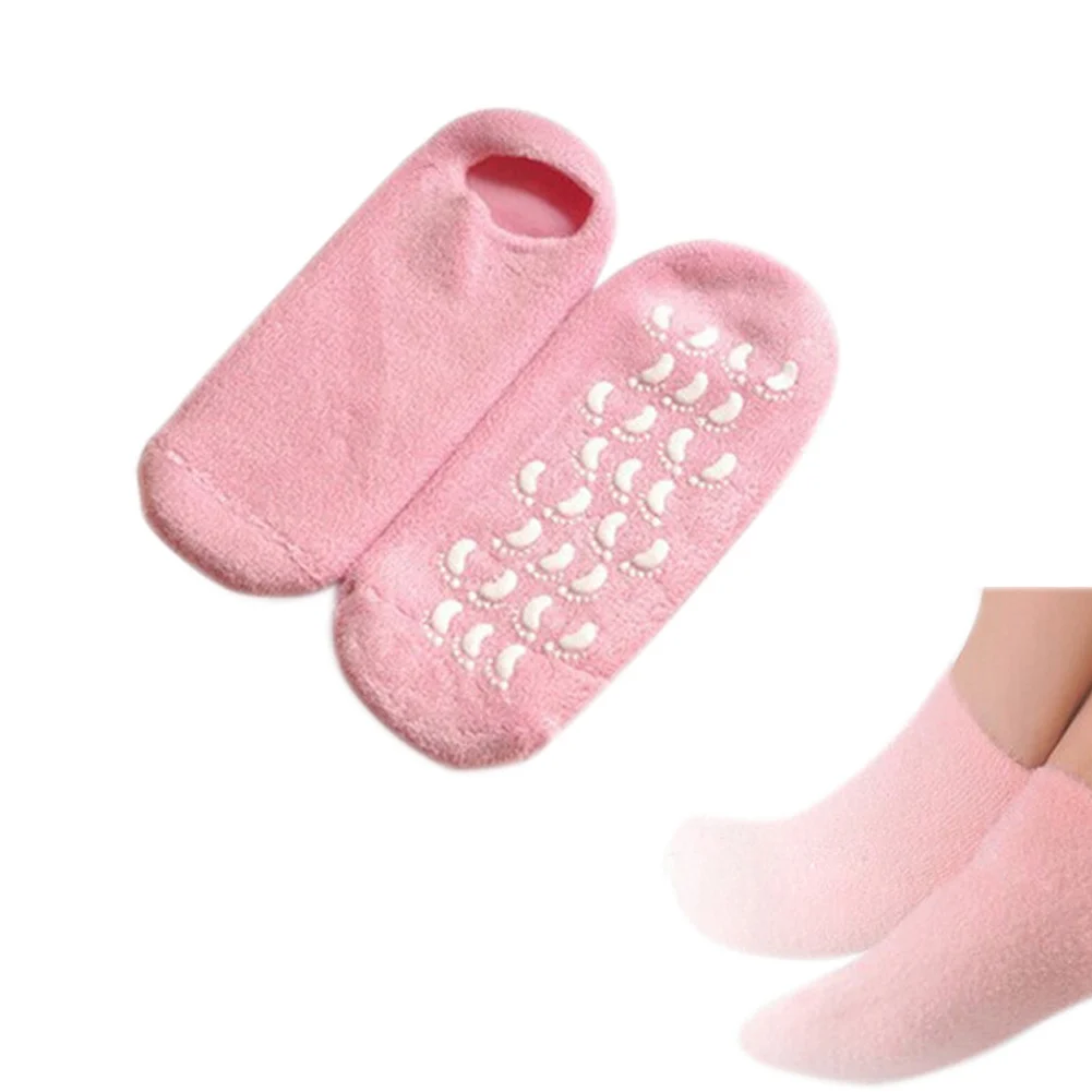 Hot 1 Pair Silicone Socks Glove Exfoliating Treatment Smooth Hand Mask Feet Skin Care SPA Gel Moisturizing Whitening Gloves SJ66 - Цвет: pink