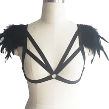 Черный перо эполеты восточном белье для женщин плечо фестиваль восточном танец белье Жгут гот Топы