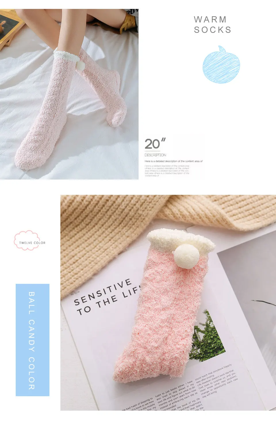 Thickening Keep Warm socks Women Lovely Plush Sleep Ladies Funny Cute Socks Hosiery Winter kawaii Boat Sock Winter Soft Home (3)