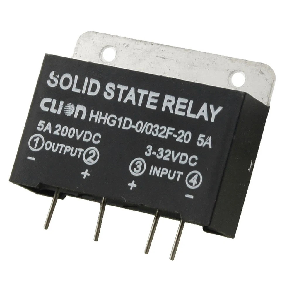 Теплоотвод вход 3-32 В DC Выход 5A 200 В DC PCB крепление SSR твердотельное реле