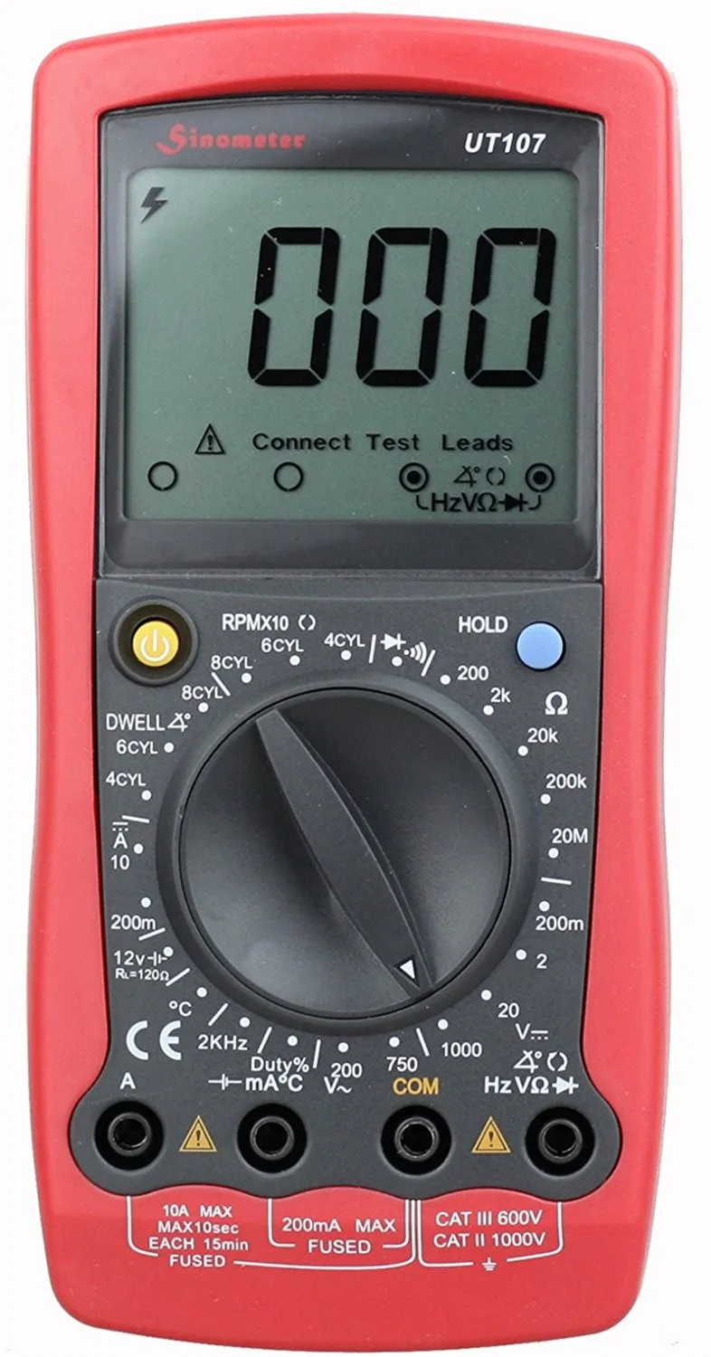 Multimeter UNI-T UT107 LCD Automotive Handheld Multimeter AC/DC voltmeter Tester Meters with DWELL,RPM,Battery Check Multimeter UNI-T UT107 LCD Automotive Handheld Multimeter AC/DC voltmeter Tester Meters with DWELL,RPM,Battery Check