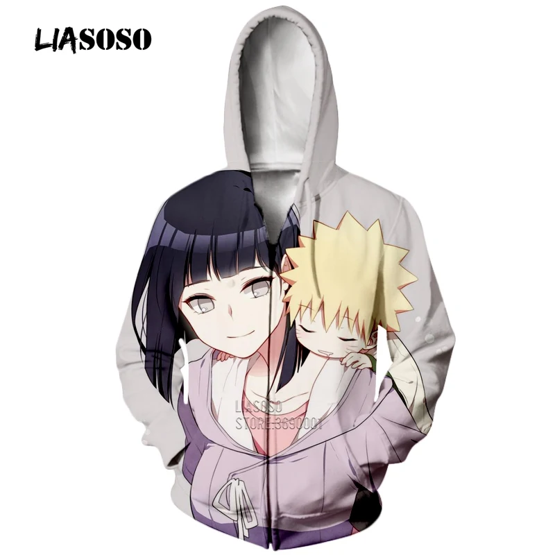 LIASOSO 3D принт унисекс аниме Наруто Узумаки Наруто Hyuga Хината толстовки с капюшоном кофты куртка на молнии Harajuku топы X2290 - Цвет: 3