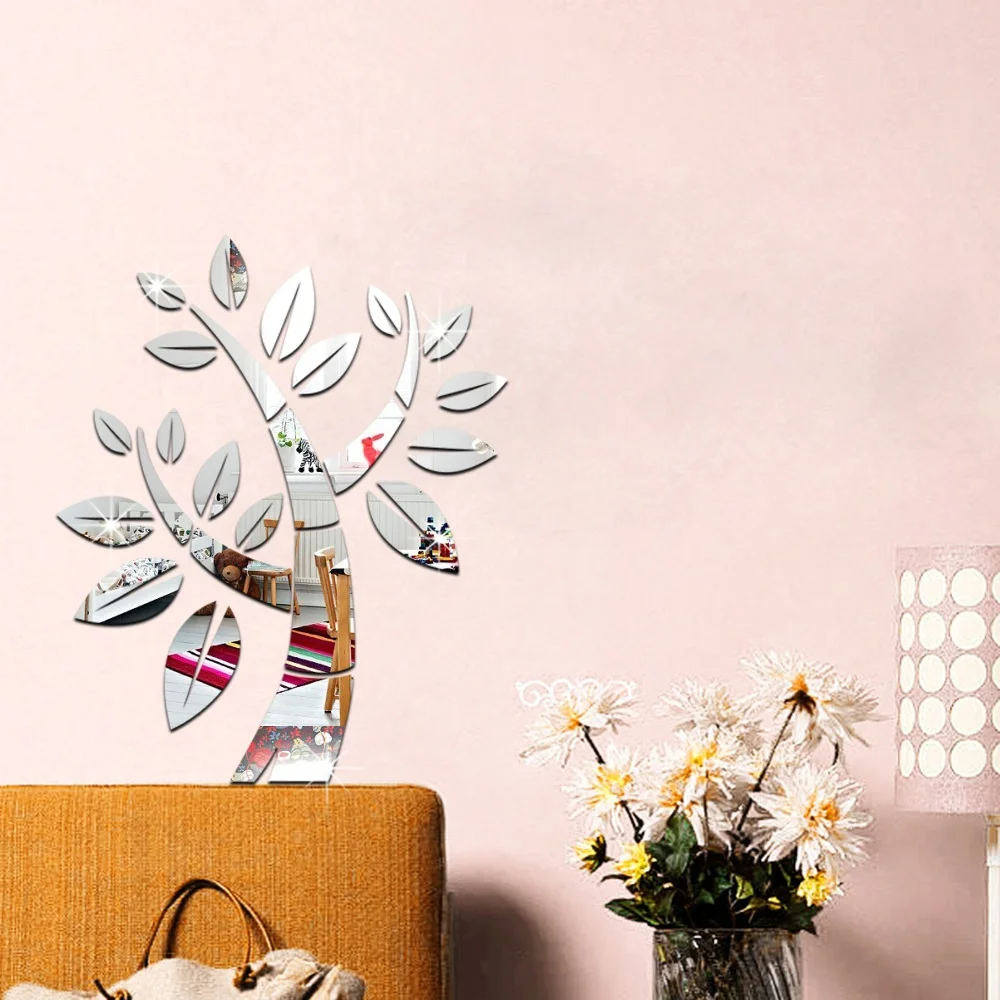 MEYA Pastoral tree Acrylic 3d mirror sticker for living room bedroom