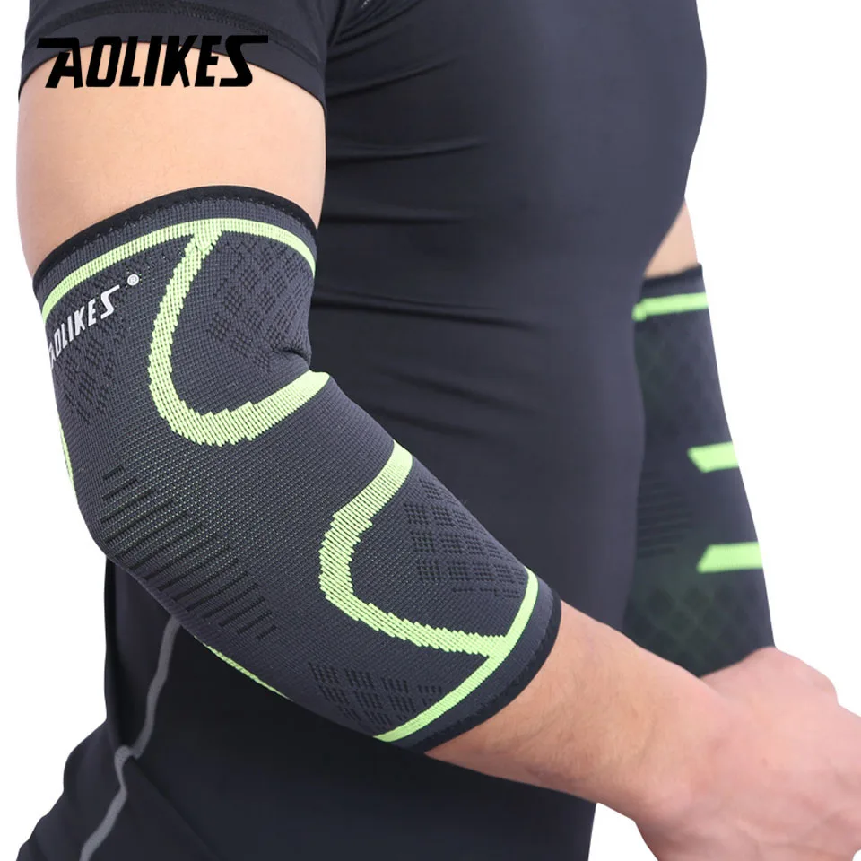 AOLIKES 1 قطع الذراع الأكمام دعامة المرفق دعامة كوع مطاطا رياضة الرياضة الكوع واقية سادة امتصاص العرق الرياضة كرة السلة
