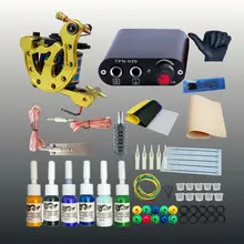 Полный комплект татуировки чернила для татуажа набор трубки для игл черный Мини Электропитание оборудование для тату постоянный макияж