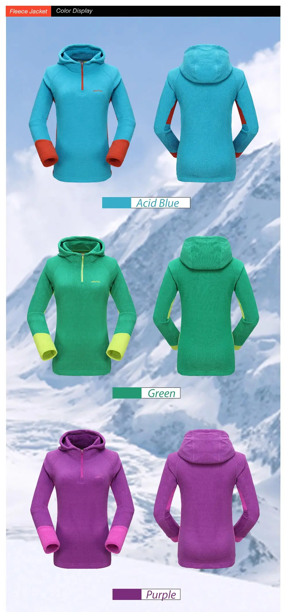 Грааль флис Термальность Knit Hoodie Открытый Спортивная Для женщин ветрозащитный дышащий для Бег Кемпинг Пеший Туризм 7320a