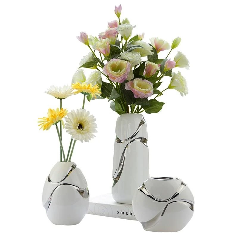 The Living Room Decoration Flower Vase Ceramic Three Piece Modern Minimalist Style vase Home Furnishing Decoration R1946