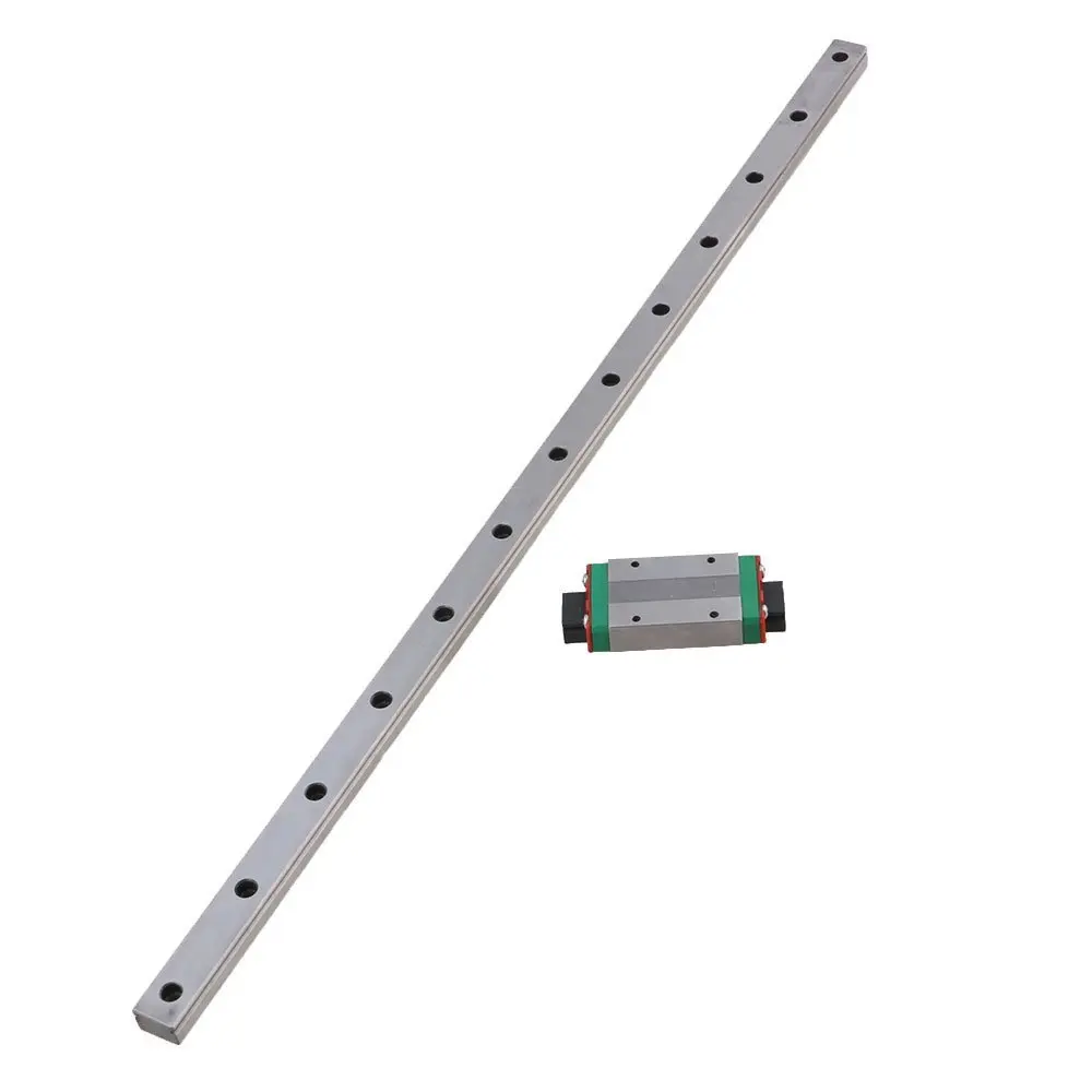 

MGN15 500mm Length Bearing Steel Linear Guideway Rail &Extension Sliding Block Precision Measurement Silver Set of 2