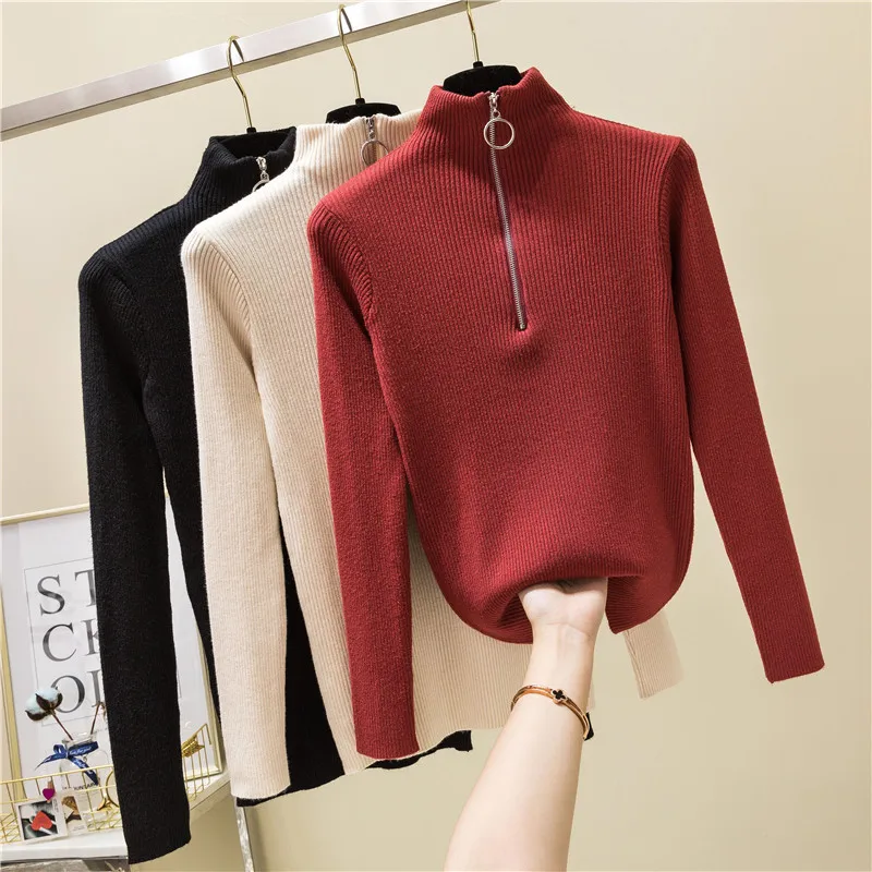 

2018 Autumn Women Pullover Long Sleeve Slim Soft Knitted Outwear Tops Ladies Sweater