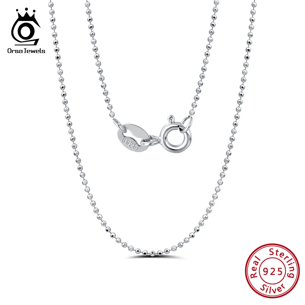 

ORSA JEWELS 100% Sterling Silver Necklaces For Women Men Beads Link Chain Lobster Clasp Silver 925 Chain Jewelry Wholesale OSC24