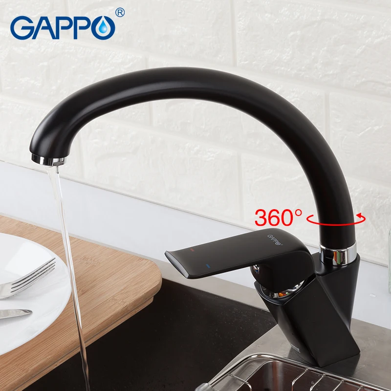 

GAPPO kitchen faucets 360 degree rotate kitchen water taps deck mounted mixers tap faucet kitchen sink mixer tap Black Lacquered