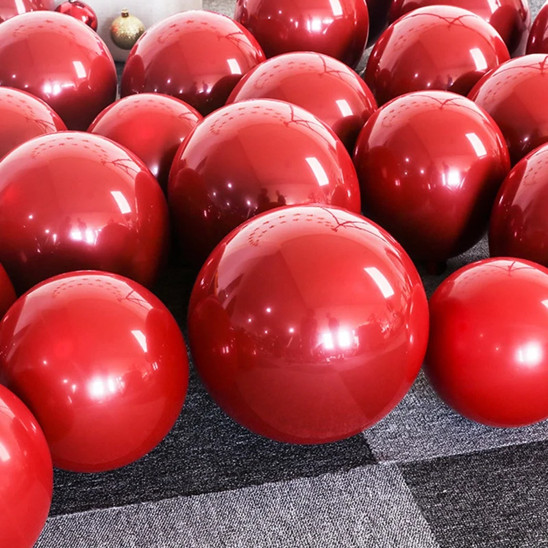 Hot 100Pcs Ruby Red Balloon New Glossy Metal Pearl Latex Balloons Chrome Metallic Colors Air Balloons Wedding Party Decoration