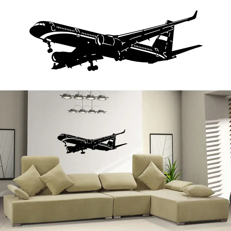 

Removable Art Home Decor Vinyl Wall Decal Sticker Plane Air Boing Airbus Aircraft Big Airplane Wall Srticker Removable D-87