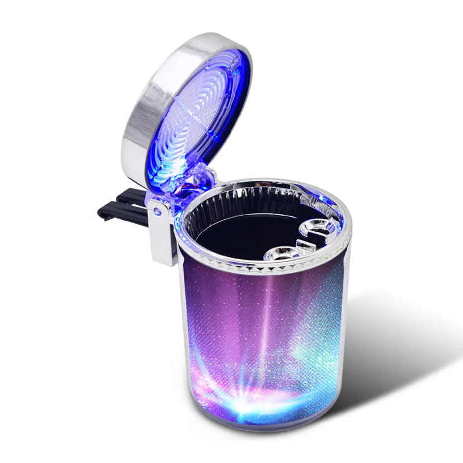 MUNSS Universal Car Ashtray With Colorful LED Light Portable Smokeless Ashtray Cigarette Holder Cup Car Interior Accessories  (1)