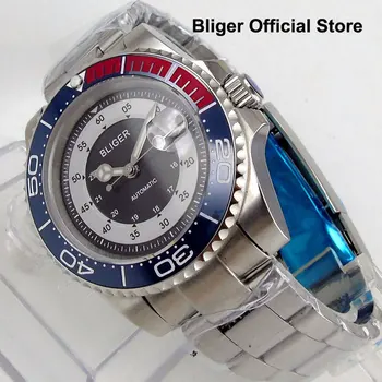 

BLIGER 40mm Men's Watch Black Dial Sapphire Glass Automatic Movement Date Magnifier