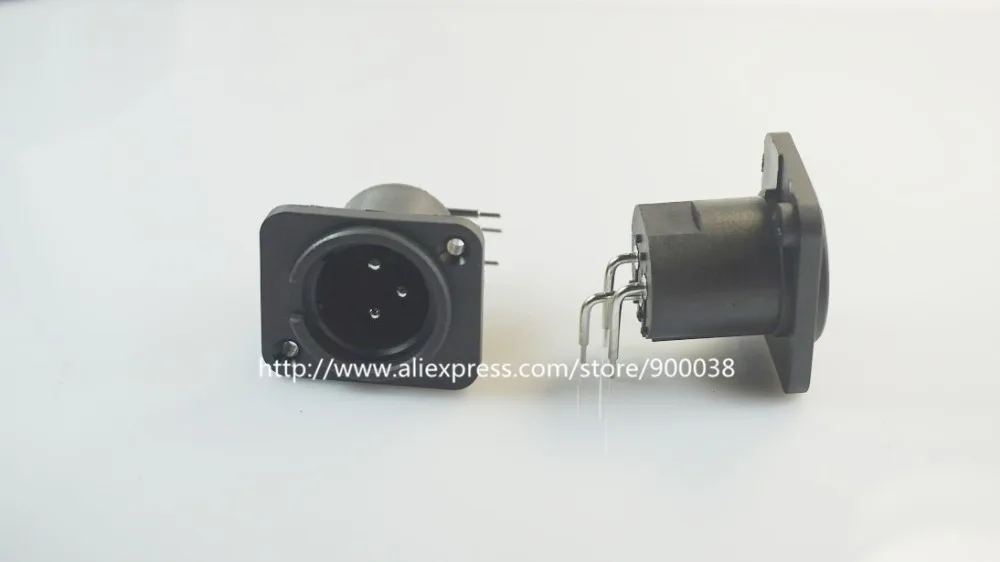 

2 pcs 3 position XLR connector Panel Mount socket Male right angle 3 Pin circular Connector 90 Degree Solder PCB