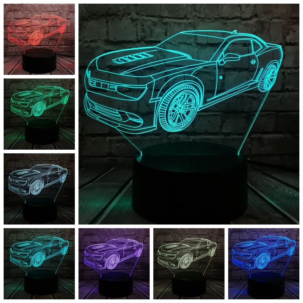 Мультфильм Chevrolet Camaro Bumblebee 3D лампа Mulitcolor ночной Светильник USB СВЕТОДИОДНЫЙ светильник ing Рождество Decora luminaria детский стол