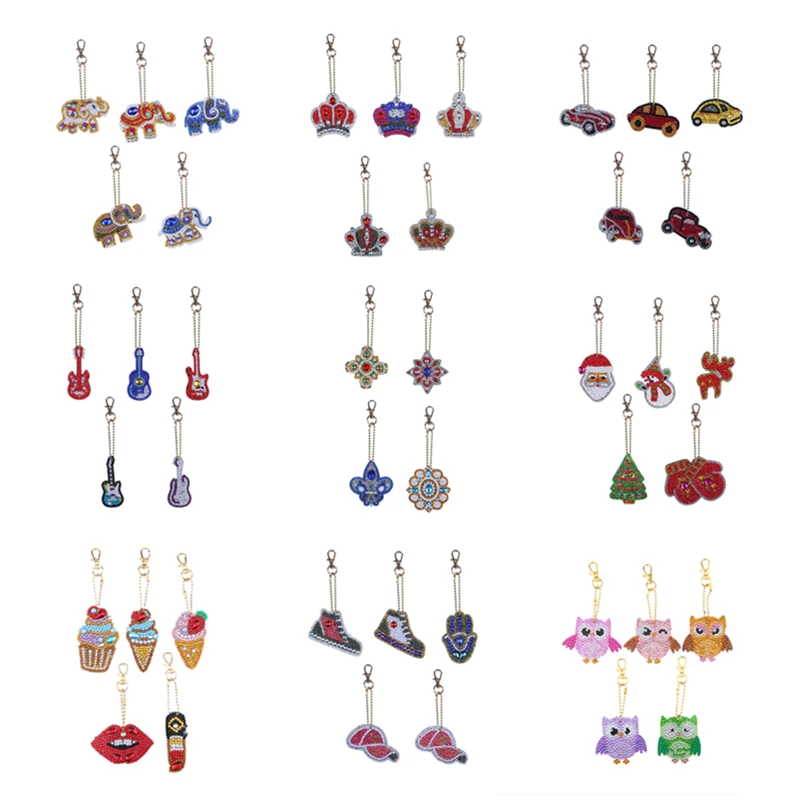 

1/3/4/5PCS Full Drill DIY Diamond Key Chain 5D Special Shaped Embroidery Painting Gift Keychains Cross Stitch Women Bag Pendant