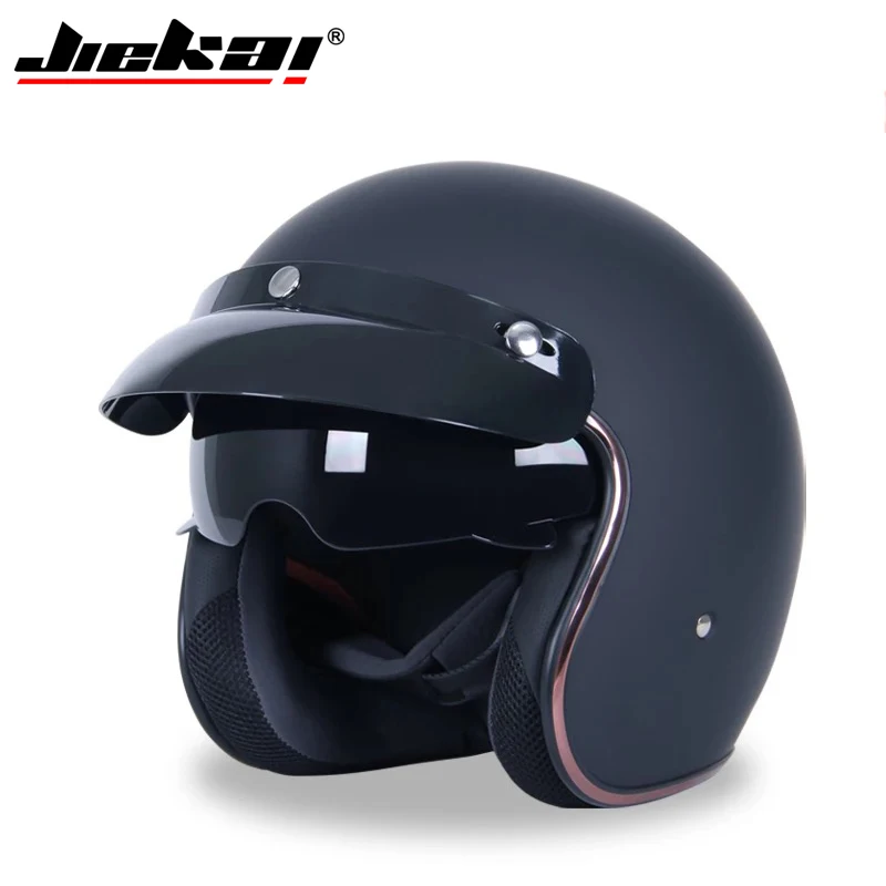 Мотоцикл Jiekai шлем 3/4 с открытым лицом Винтаж Casco мото реактивный скутер