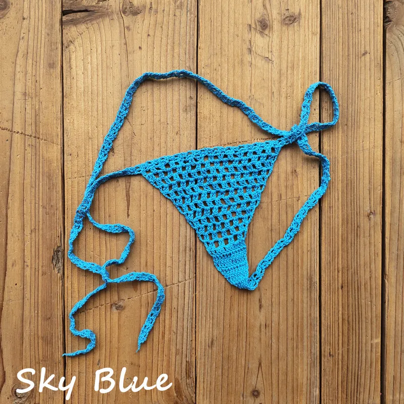 13 Color Sexy Crochet Bikini Set 100% Cotton Beach Swimwear Female Women Swimsuit Knitted Micro Bathing Suit Girl crochet bikini set