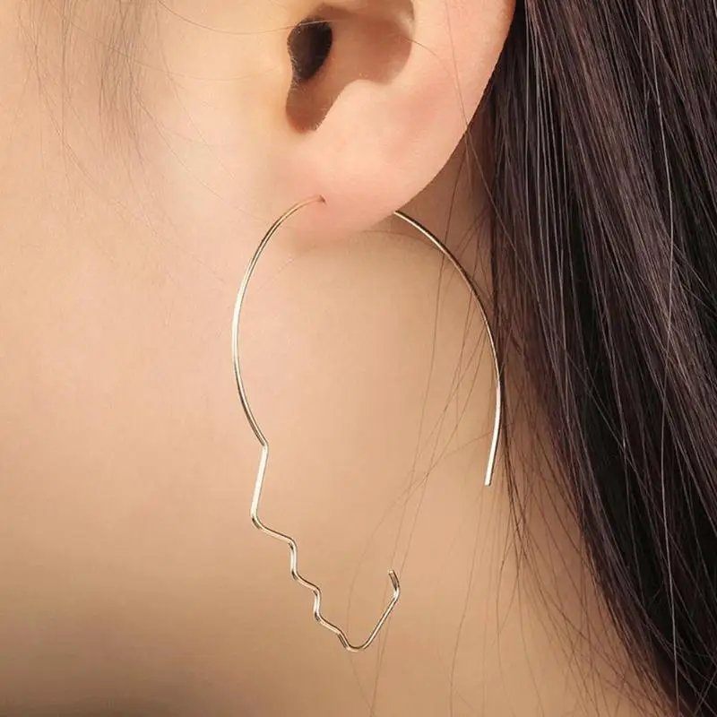 

Sell like hot cakes fashionable retro metal alloy earring Face Contour earrings new face Dangle earrings