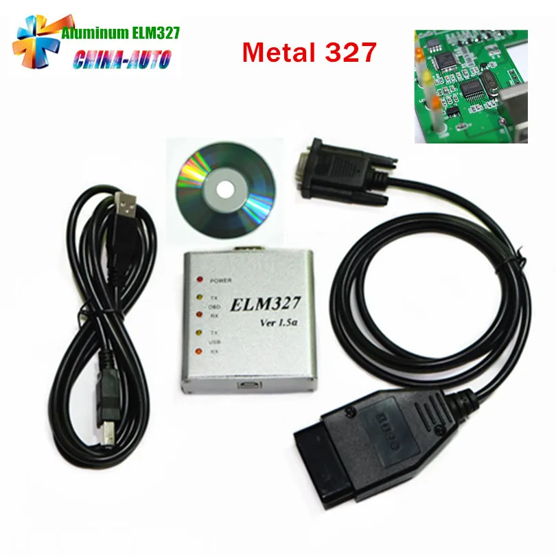 20 шт./лот Оптовая Продажа ELM327 Алюминиевый металлический USB Авто OBD2