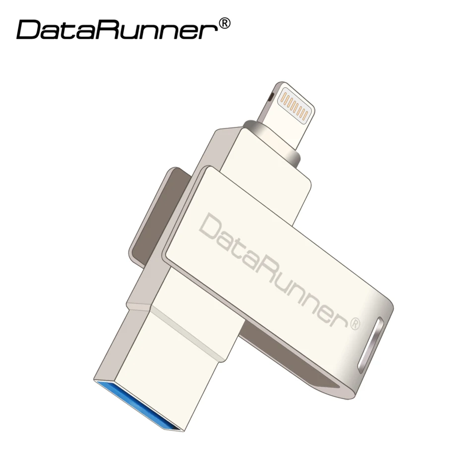 DataRunner OTG USB флэш-накопитель Вращающаяся ручка для iPhone/планшетных ПК 8 ГБ 16 ГБ 32 ГБ 64 Гб 128 ГБ Флешка 2 в 1 USB карта памяти