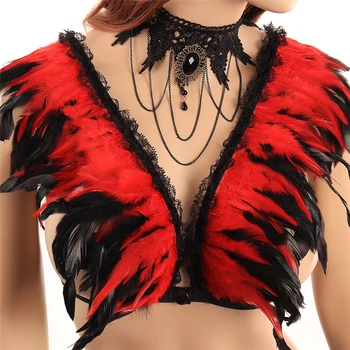 

Feather Epaulettes Angel Wings Bondage Shoulder Crop Body Harness cage bra Burlesque Gothic Lingerie Festival Burning Rave Wear