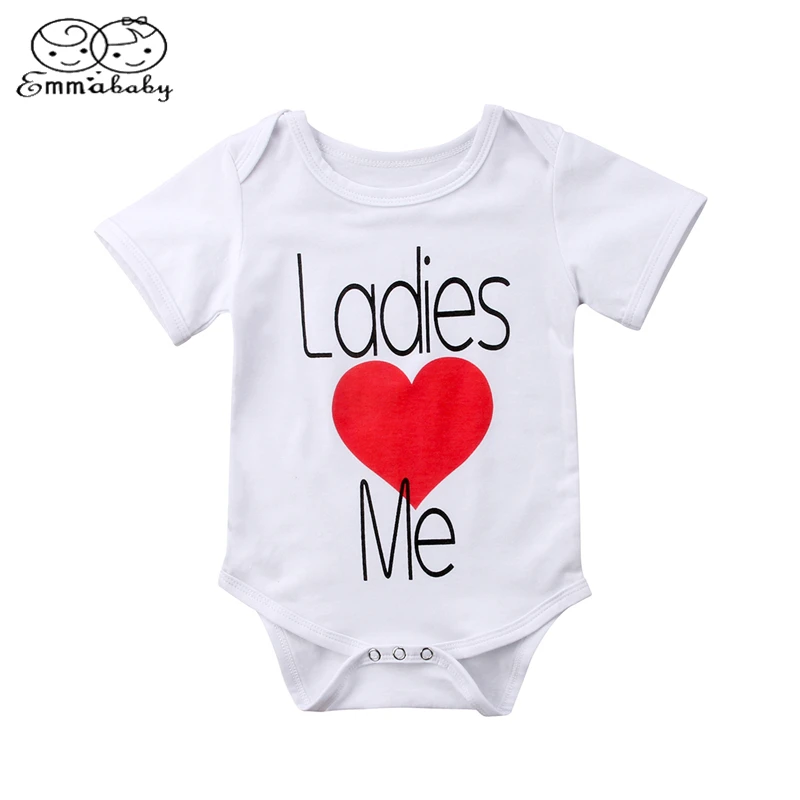 Emmababy для маленьких мальчиков девочек дамы Love Me письма хлопок короткий рукав комбинезон наряд Летняя Одежда 0-24 м