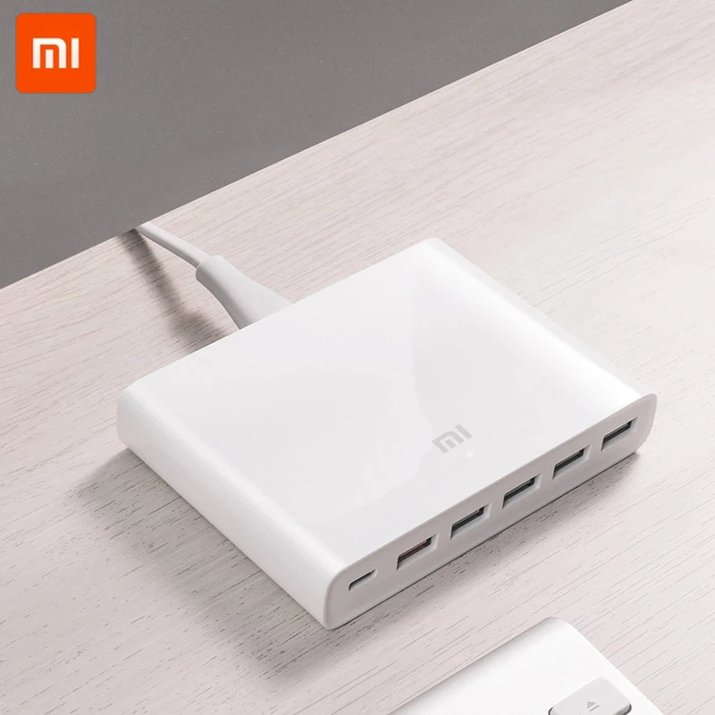 

Original Xiaomi USB-C 60W Charger Output Type-C 6 USB Ports QC 3.0 Quick Charge 18W x2 + 24W(5V=2.4A MAX) For Smart Phone Tablet