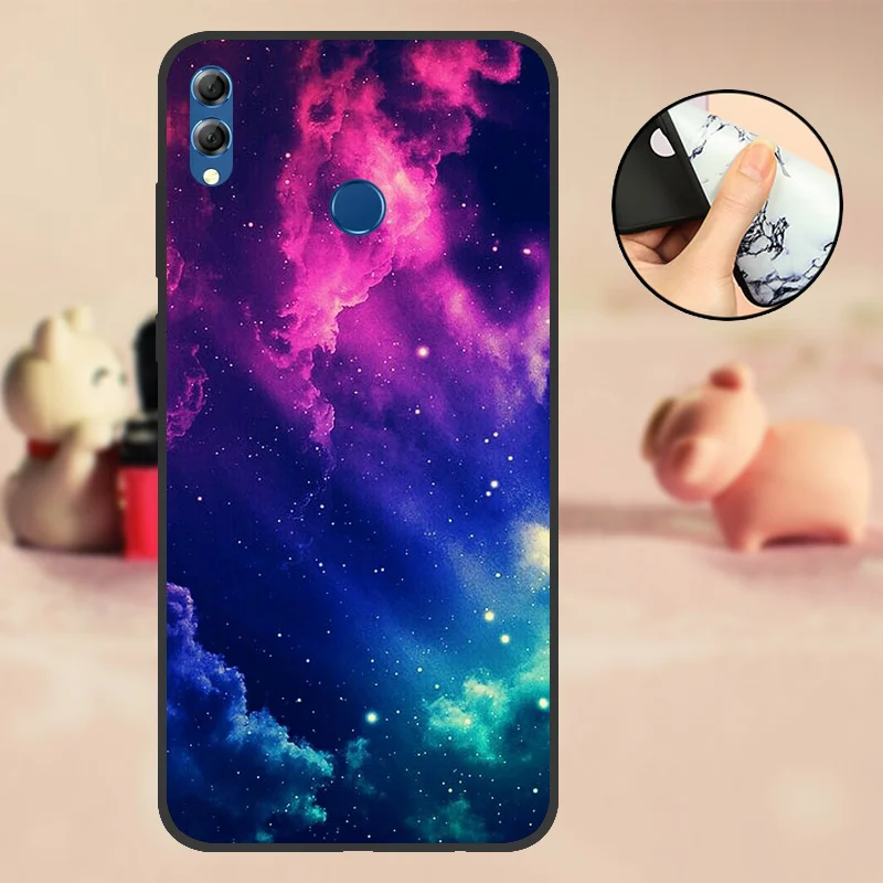 Чехол для huawei Honor 8X черный мягкий Силиконовый ТПУ чехол из ТПУ чехол для huawei Honor 8X бампер с милым рисунком черный чехол - Цвет: ALZYV