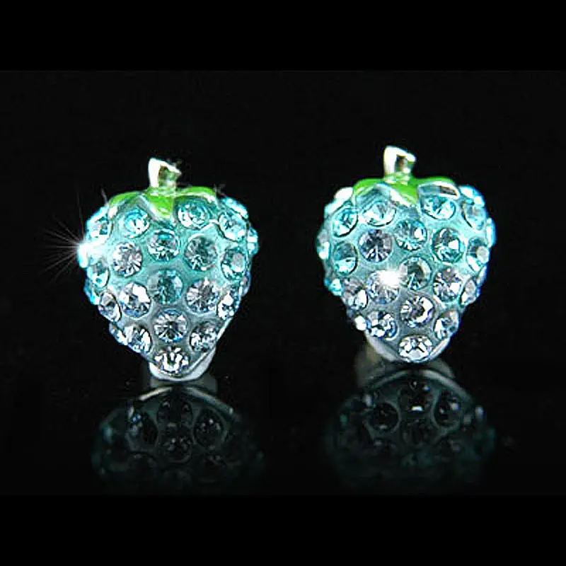 

Peacock Star Blue, Red, Pink, Purple, White, Green Strawberry Stud Quality Austrian Crystal Earrings CSE012