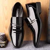 Zapatos de vestir italianos de cuero para hombre, mocasín de cuero a la moda con brillo, zapatos formales para hombre, zapatos puntiagudos para hombre ► Foto 3/6