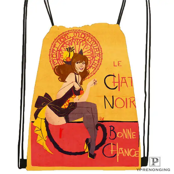 Пользовательские Le-Chat-Noir-mod походная сумка на шнурке милый рюкзак для детей(черная спинка) 31x40 см#2018611-214