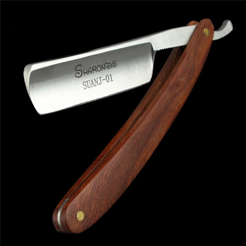Men Shaver Straight Razor Wood Handle Classic Barber Razor Steel Blade-in Razor from Beauty