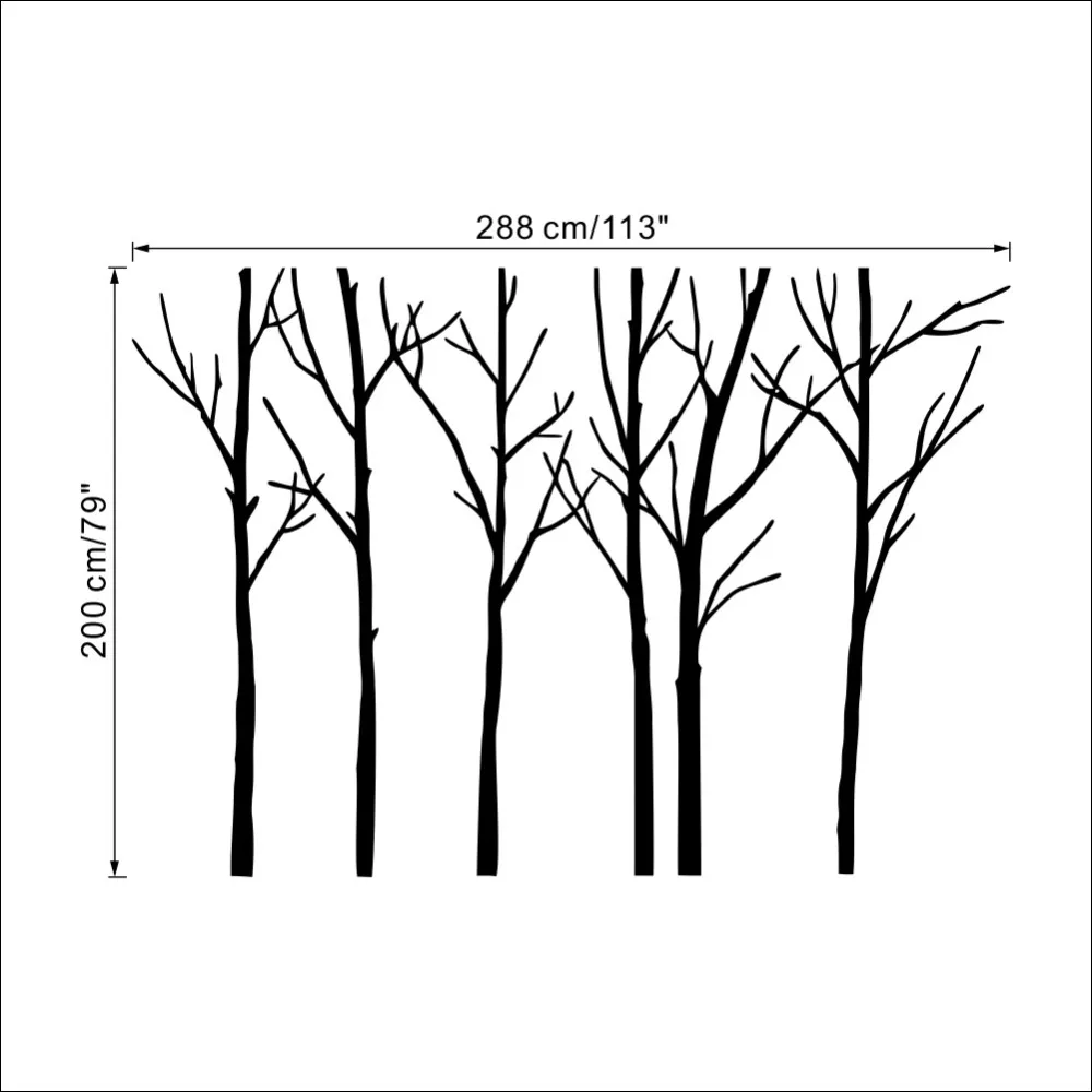 Большие настенные наклейки с черным деревом для гостиной, украшения дома, фон ПВХ, плоское растение, настенная дверь, Diy обои, распродажа