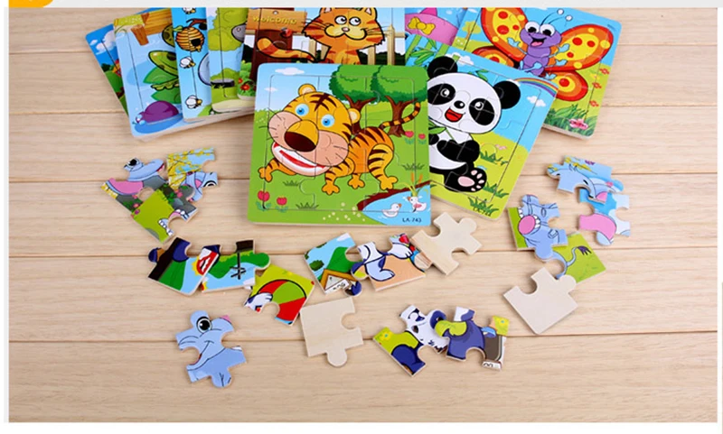 Wooden Puzzle - 4 (kitten puppy zebra elephant) (2)