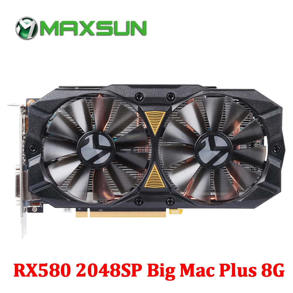 

MAXSUN graphic card rx 580 2048SP Big Mac Plus 8G GDDR5 256bit AMD 7000MHz 1168MHz-1284MHz HDMI+DP*3+DVI RX580 video card for PC
