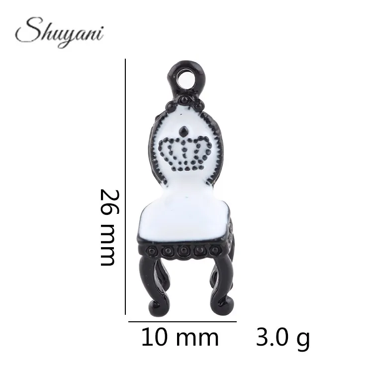 19*17mm 2 Colors Enamel Alloy Small Chair Charms Pendants Fit for