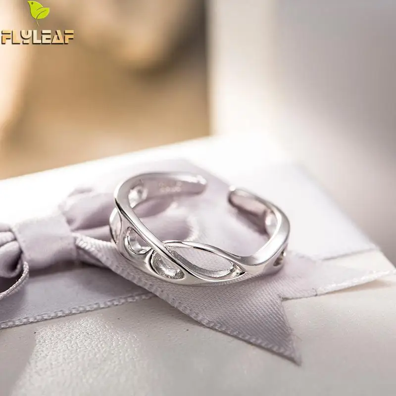 

Flyleaf 100% 925 Sterling Silver Irregular Hollow Elegant Open Rings For Women Fashion Party Jewelry